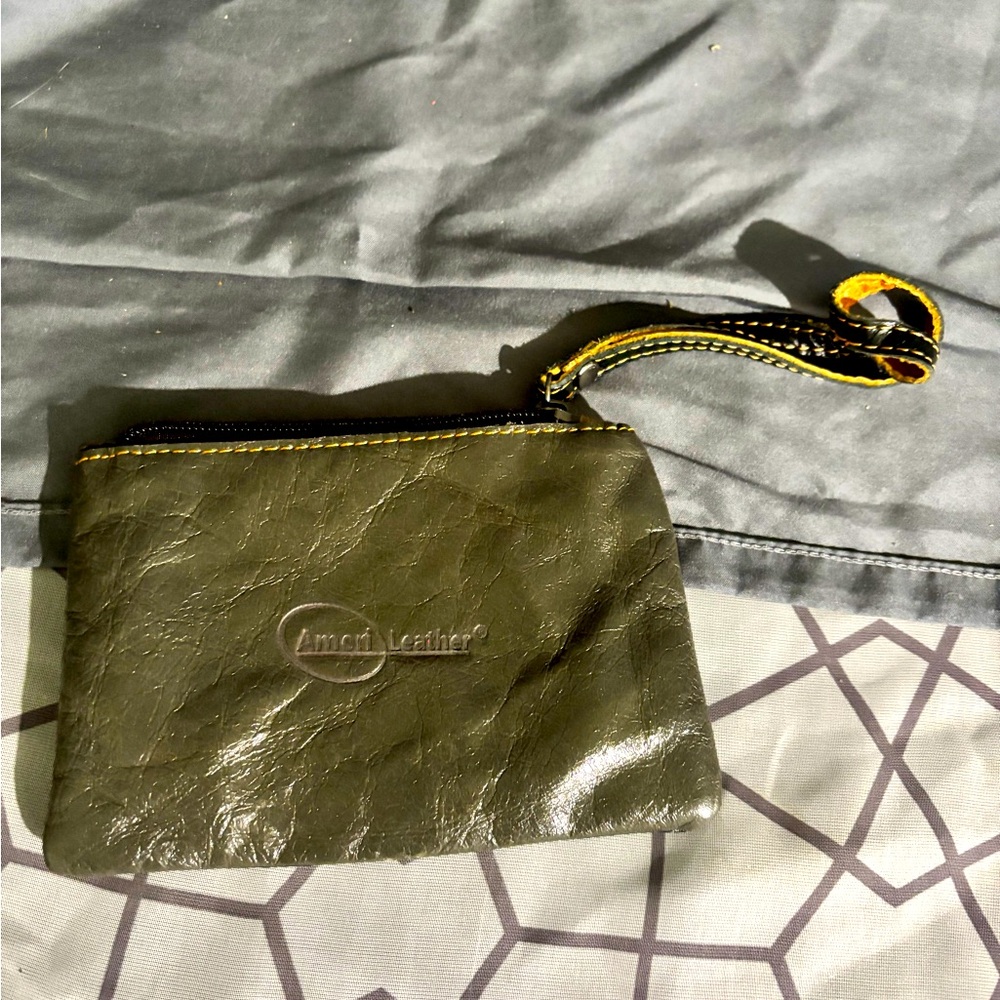 Amici Leather Olive Wristlet